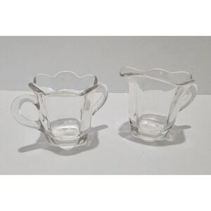 Vintage Glass Small Creamer And Sugar Set